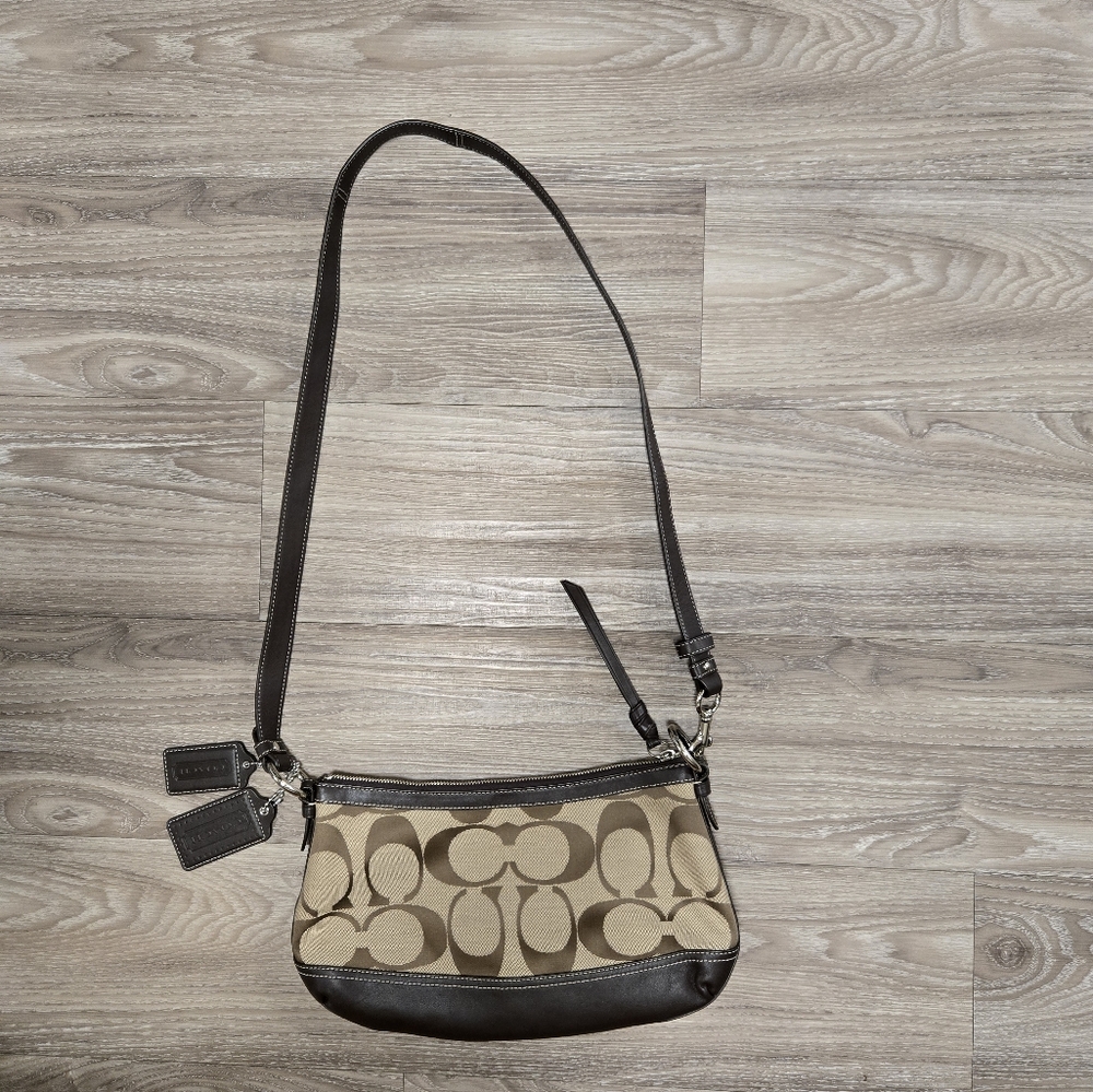 Coach Tan and Brown Signature Canvas Crossbody